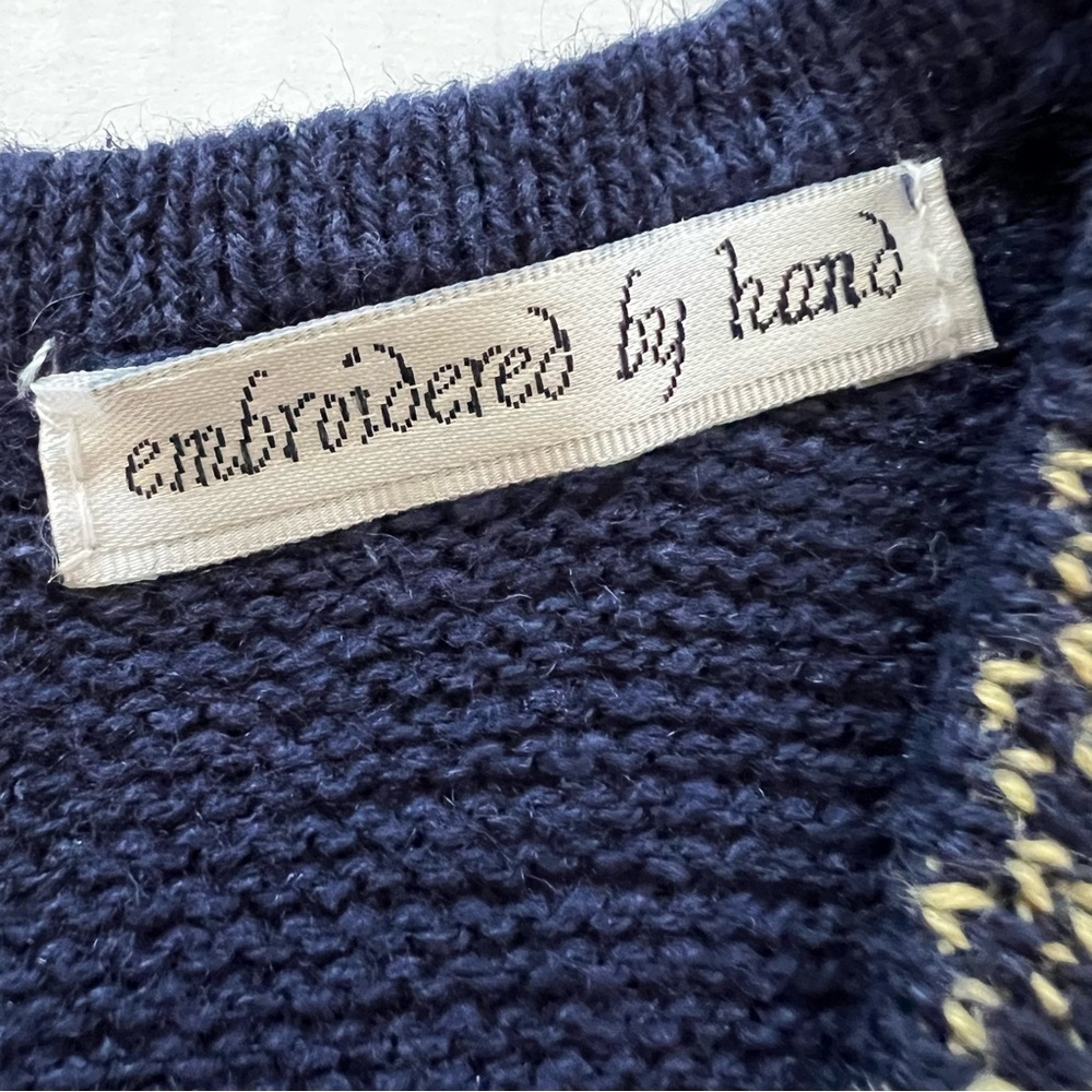 Vintage Hand Embroidered Patchwork Knit Sweater Vest Colorblock Cottagecore S/P - Picture 14 of 16